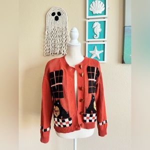 Rafferty Knit Cotton blend Toggle Button Up Chunky Cardigan Sweater Med …